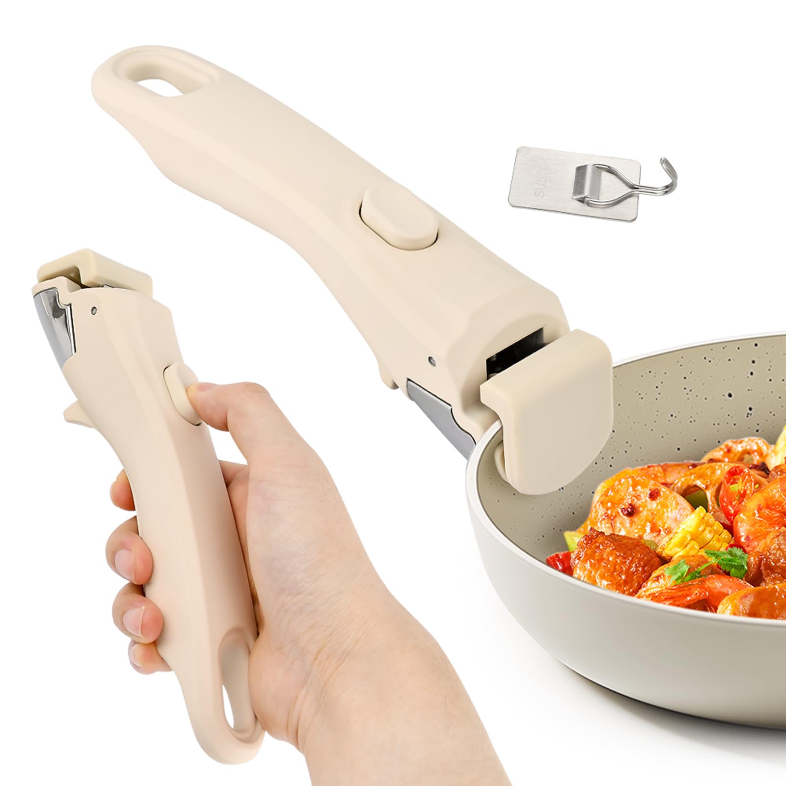 Detachable Handle for Cookware, Universal Pan Handle with Dual Safety Lock