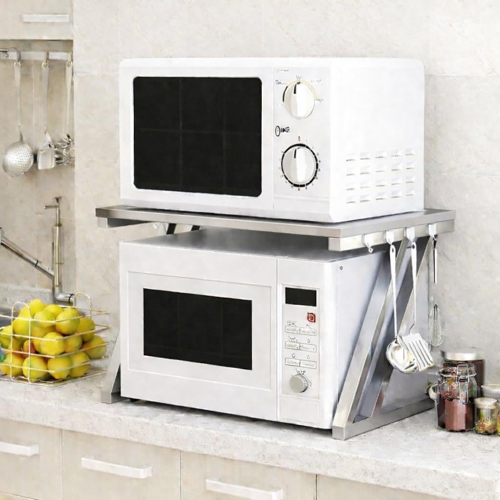 Ogfc 31657 Stainless Steel Microwave Oven Stand Kitchen Cabinet Sturdy Kitchen Microwave Shelf Storage And Spice Rack Stand Dura