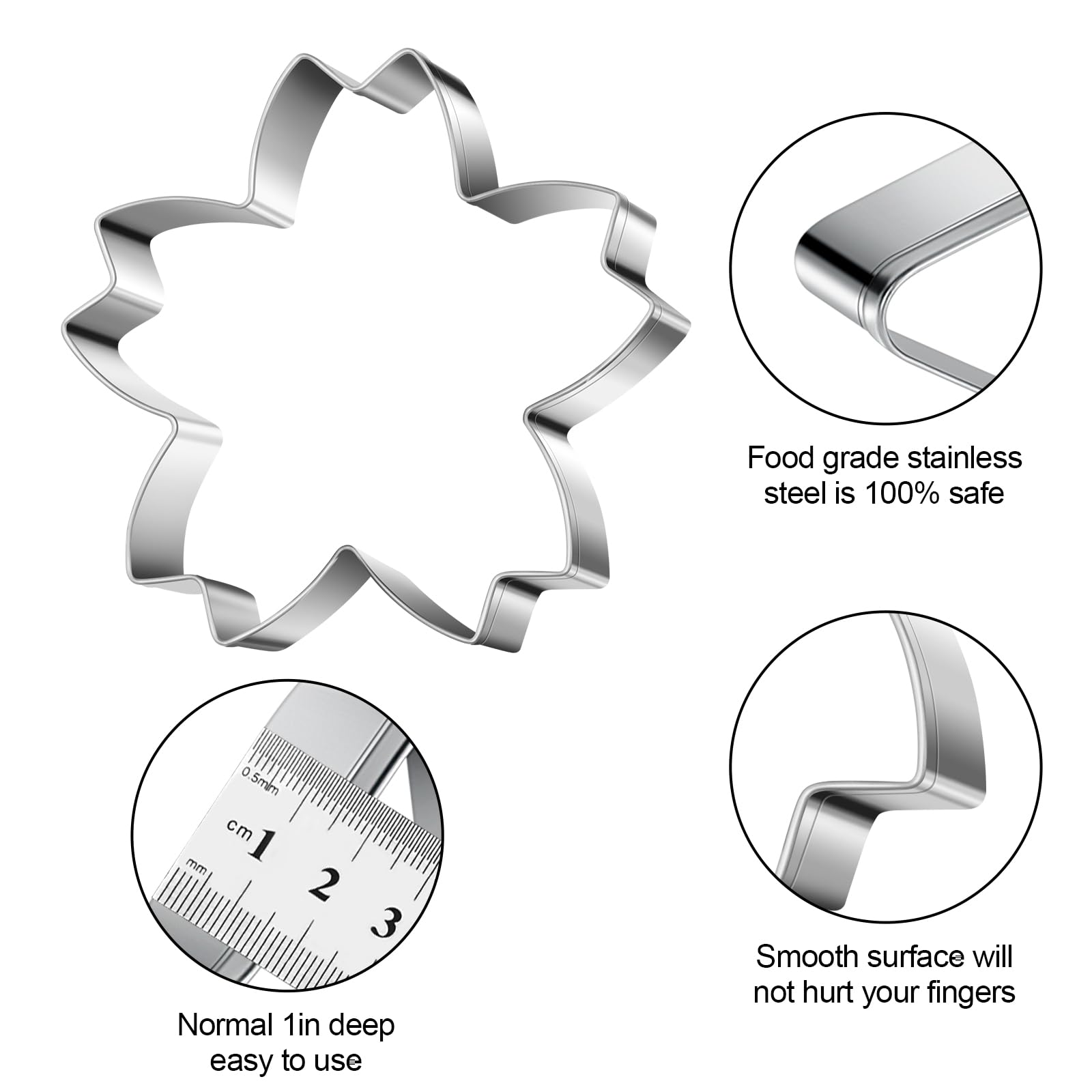 Cherry Blossoms Flower Style Cookie Cutter Christmas Biscuit Cutters New Years Day Diy Baking Mold, Pack Of 5