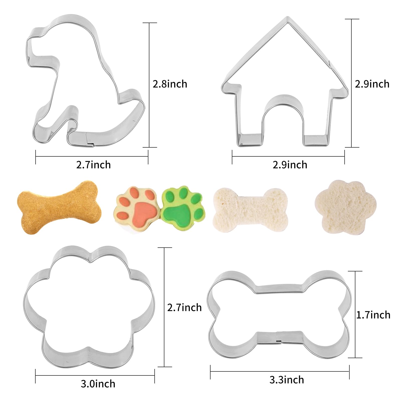 Dog Bone Cookie Cutter Anckne Bone Shape Cookie Cutter Set Stainless Steel Homemade Dog Biscuit Treats Cutter 4 Pieces