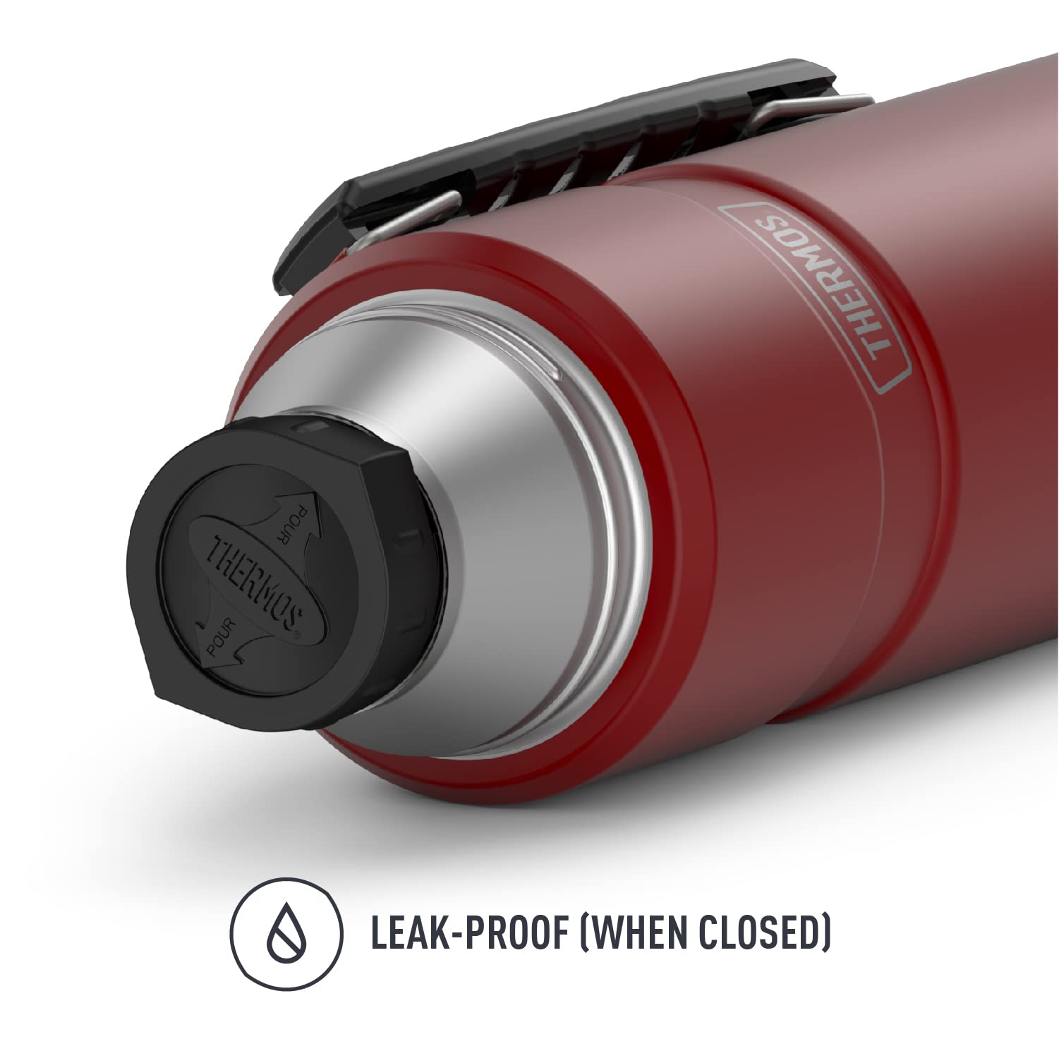 Thermos Stainless King Vacuum-Insulated Beverage Bottle, 40 Ounce, Rustic Red