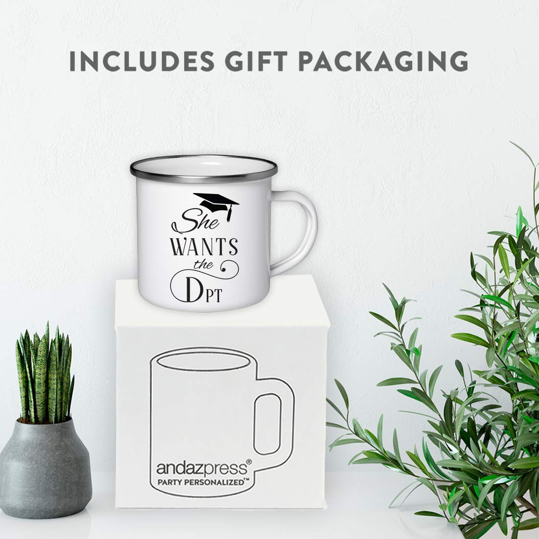 Andaz Press 11Oz. Doctor Of Physical Therapy Graduation Stainless Steel Campfire Coffee Mug Gift, She Wants The Dpt, 1-Pack, Ena
