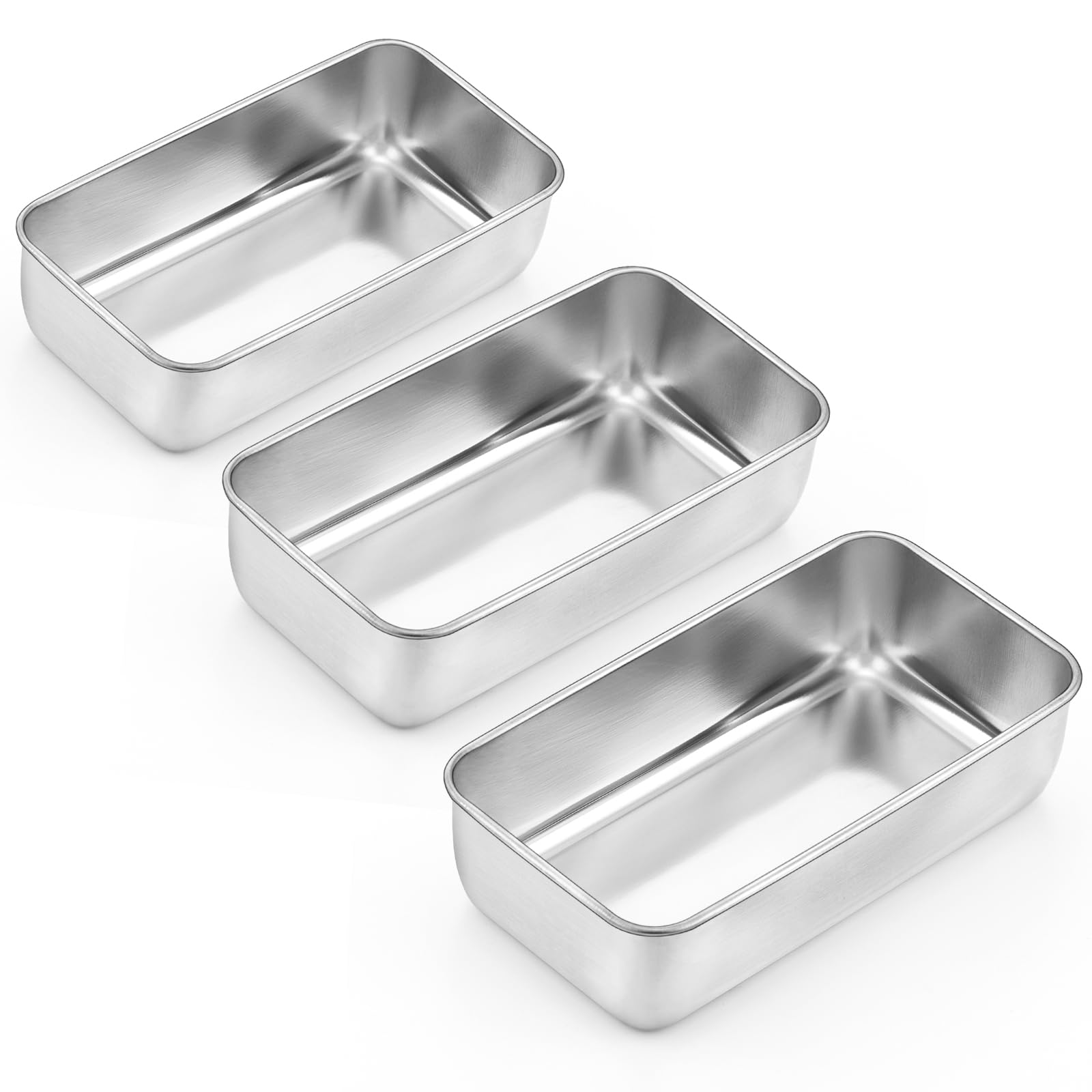 Onader 8? X 4? Inch Loaf Pans Stainless Steel Deep Meatloaf Pan For Baking Bread Set Of 3