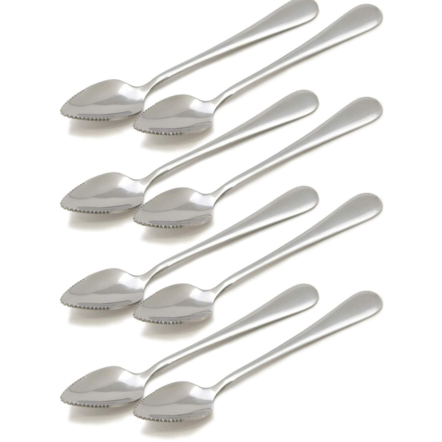 Grapefruit And Dessert Spoon, Stainless Steel With Serrated Edge, 7-Inch, Set Of 8