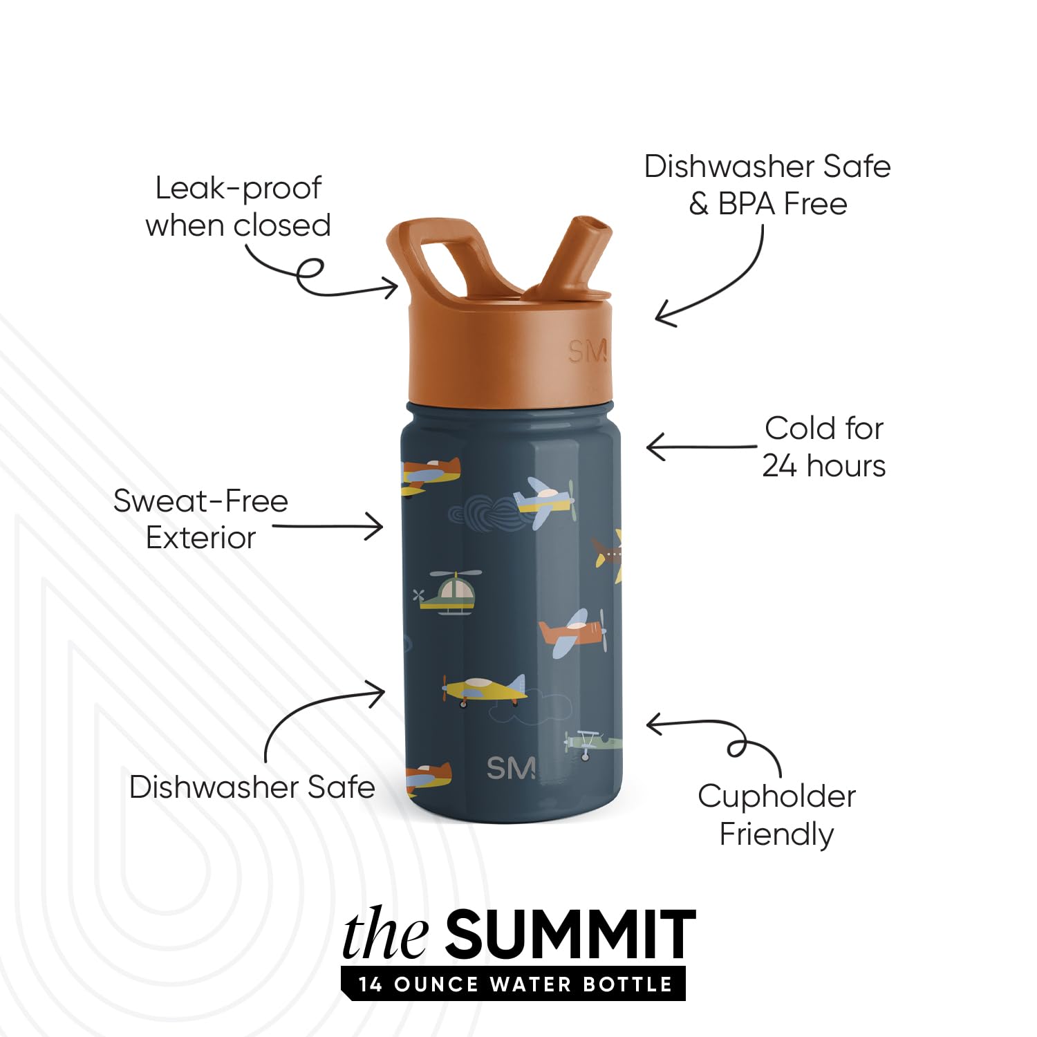 Simple Modern Kids Water Bottle With Straw Lid | Insulated Stainless Steel Reusable Tumbler For Toddlers, Boys | Summit Collecti