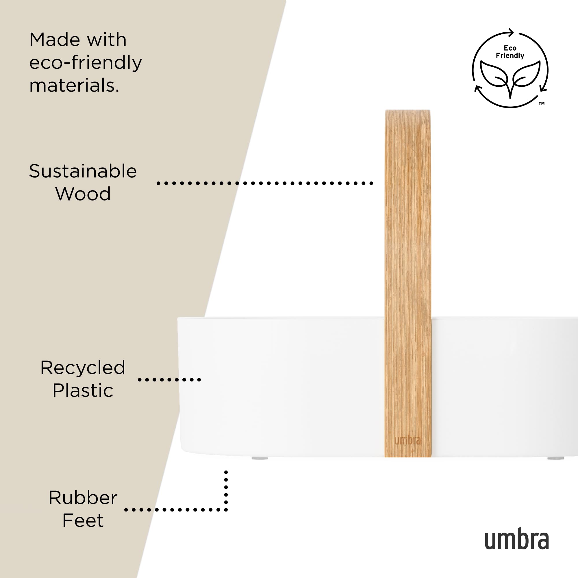 Umbra Bellwood Multipurpose Caddy Organizer With Handle, Desk, Makeup, Dorm Caddy, Kitchen Cabinet Organizer, Natural/White