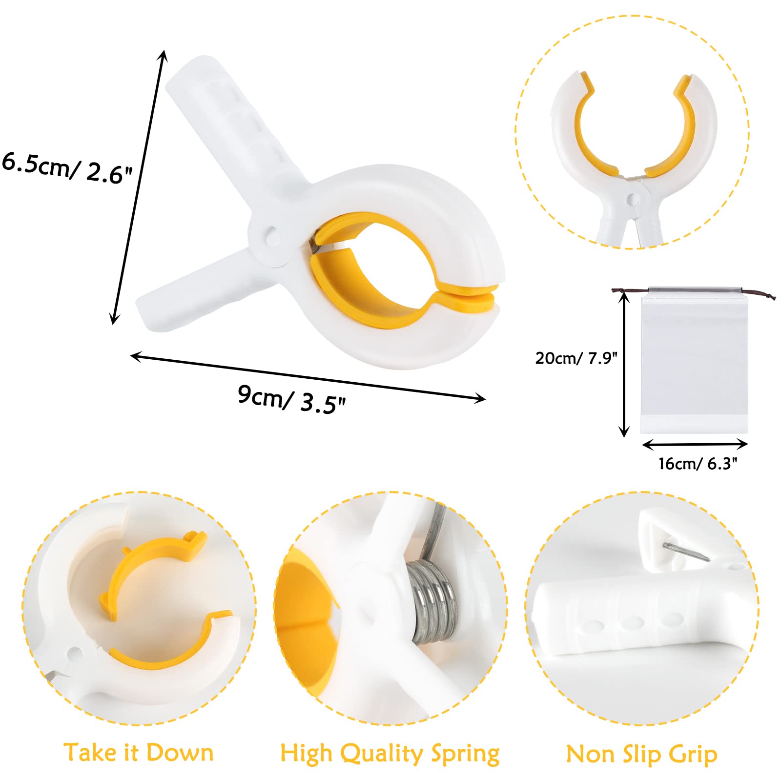 6Pcs Towel Clips For Sun Loungers Large Beach Towel Clips Strong Grip Clothes Pegs Non-Slip Towel Pegs For Sun Lounger Washing L