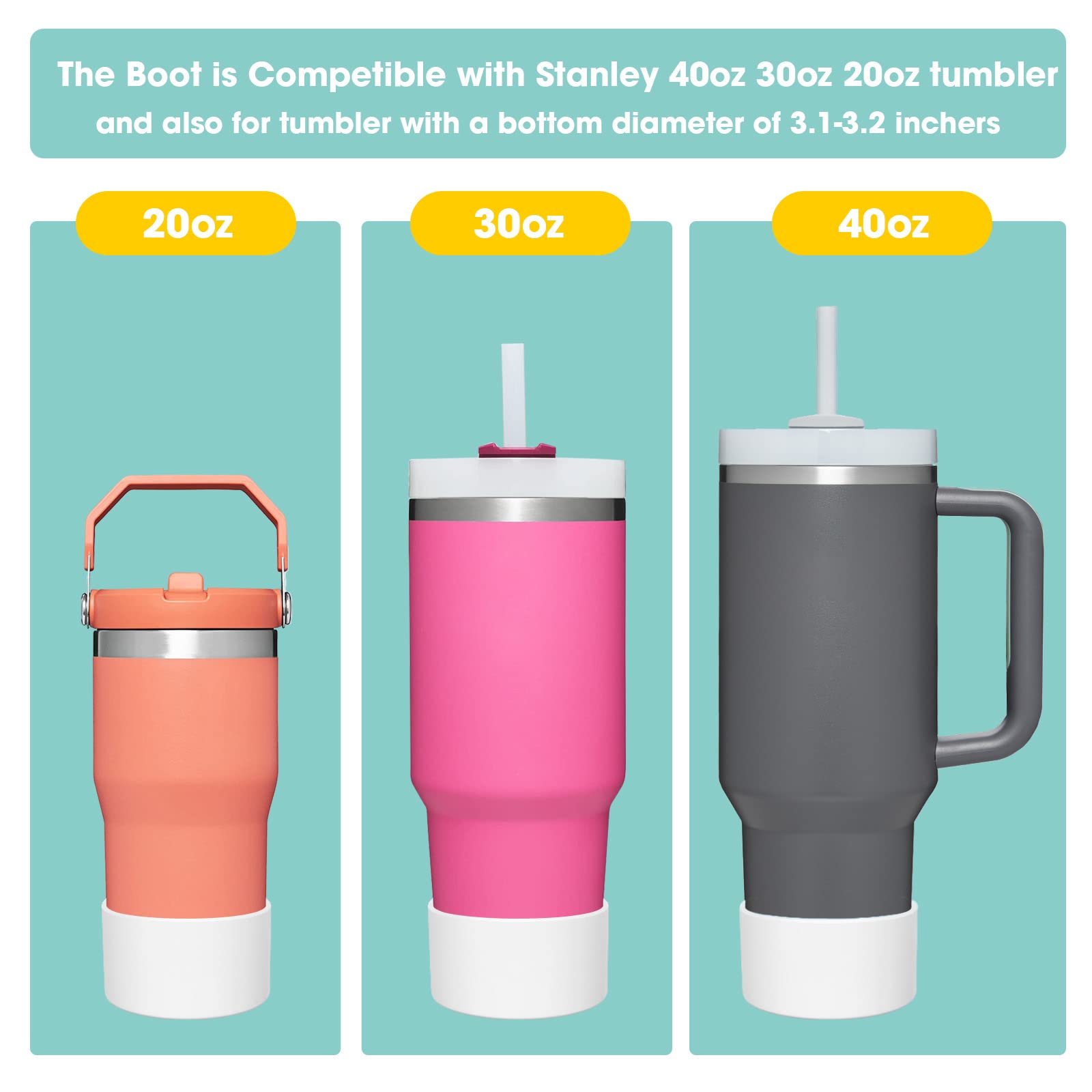 Airboat Silicone Spill Proof Stopper Set And Protective Boot For Stanley H1.0 40Oz 30Oz Tumbler, Leak Proof Straws Topper, Cover