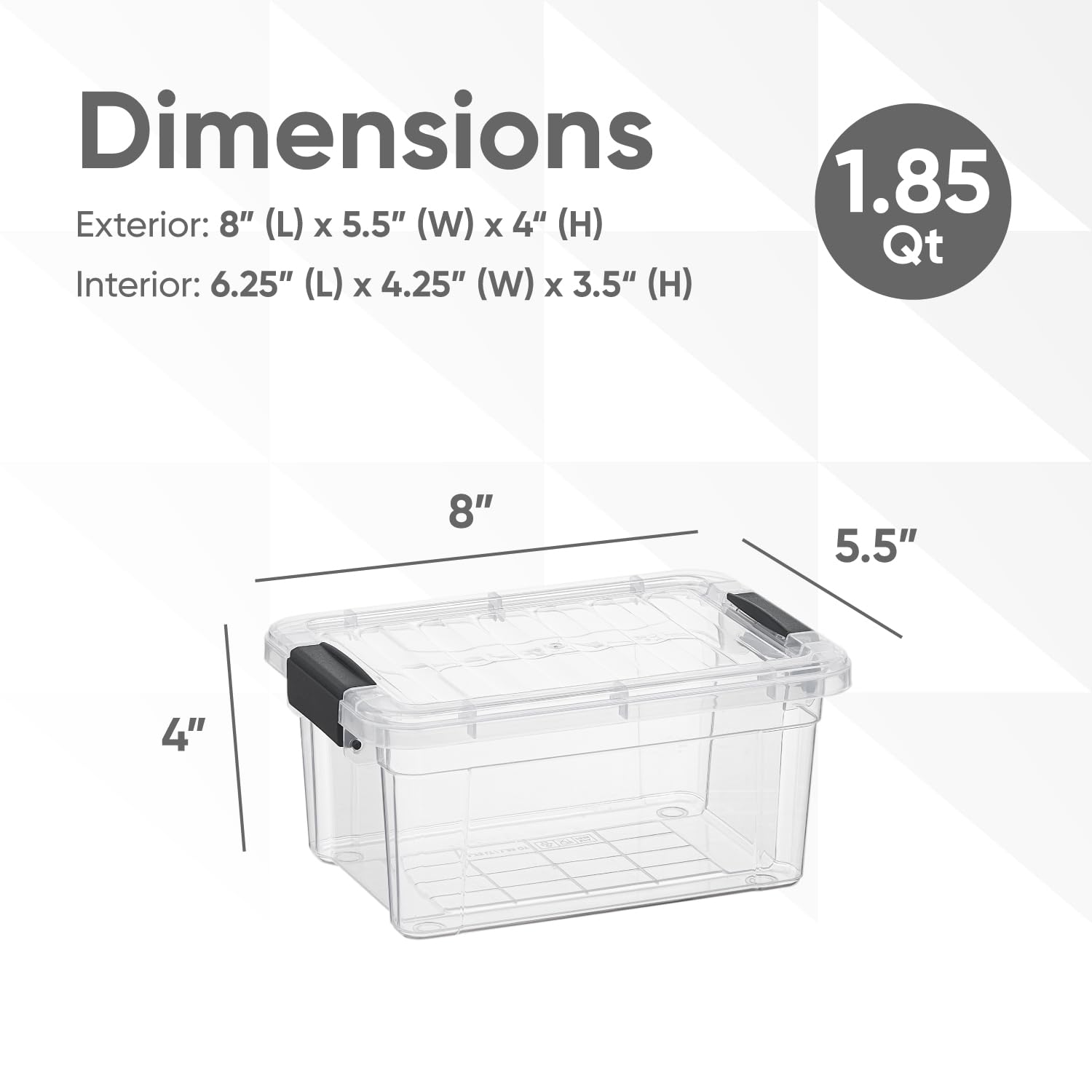 Superio Clear Storage Boxes With Lids, 2 Quart Plastic Container Bins For Organizing, Stackable Crates, Bpa Free, Non Toxic, Odo