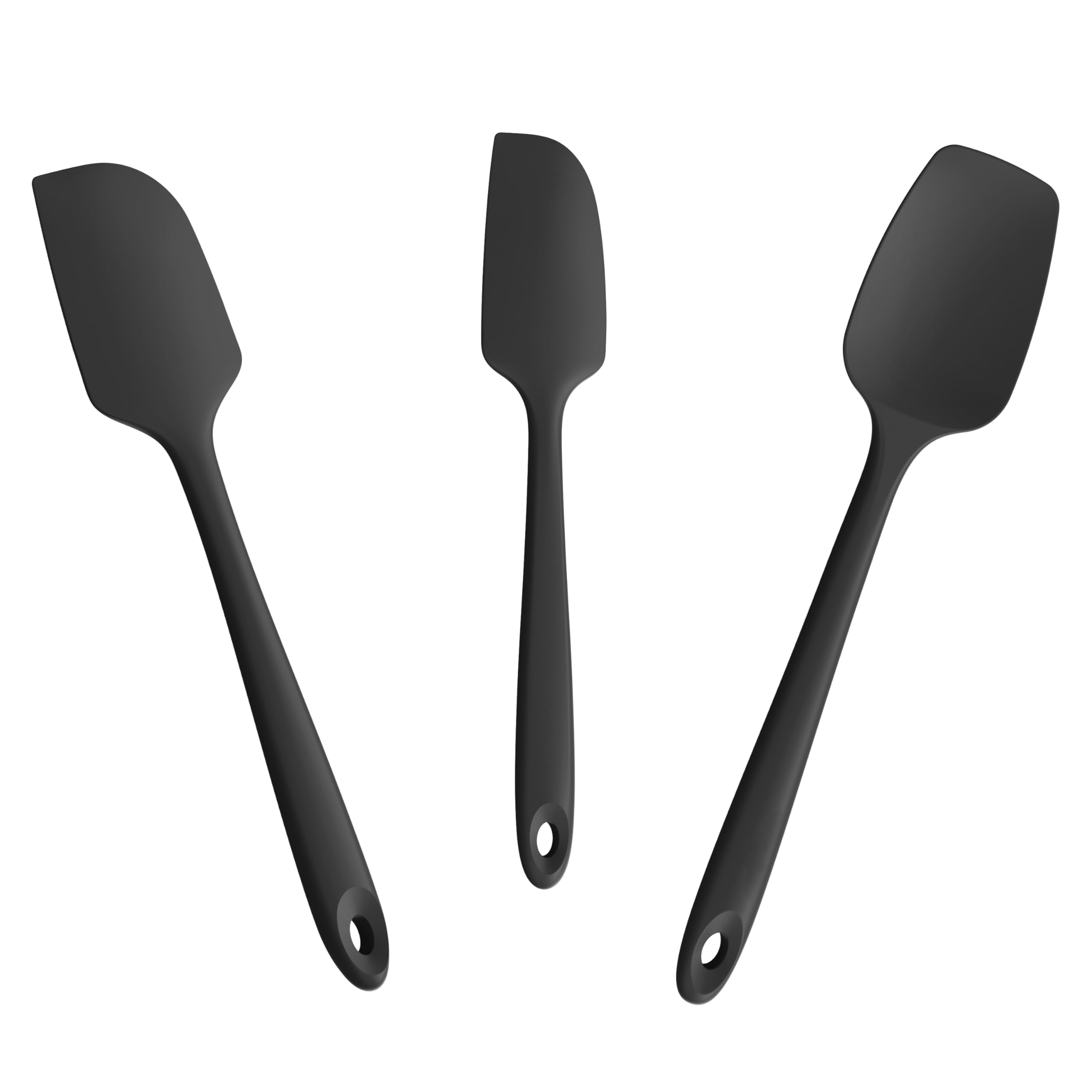 Doosu 600F Heat Resistant Silicone Spatula Scrapers (Set of 3, Black)