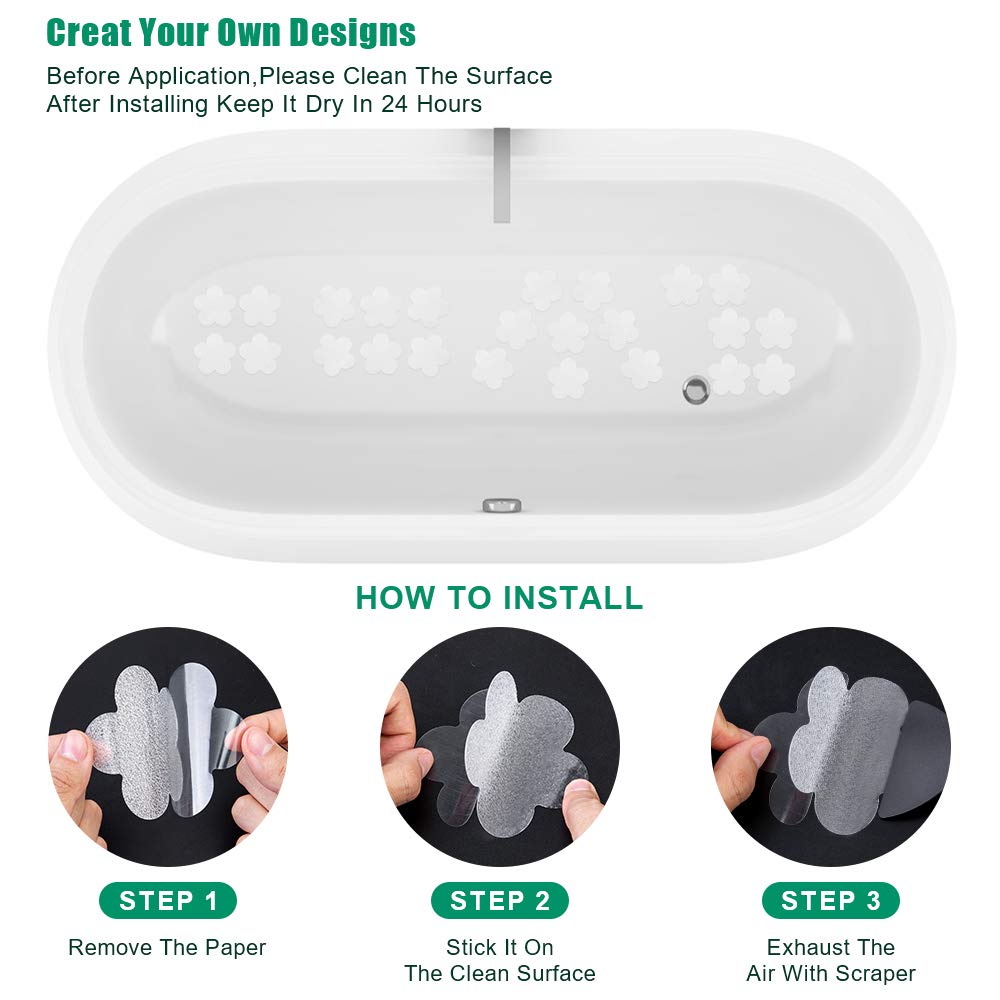 Non Slip Bathtub Stickers 28 Pcs Adhesive Anti Slip Shower Stickers For Bath Tub,Bathroom,Stairs With Premium Scraper