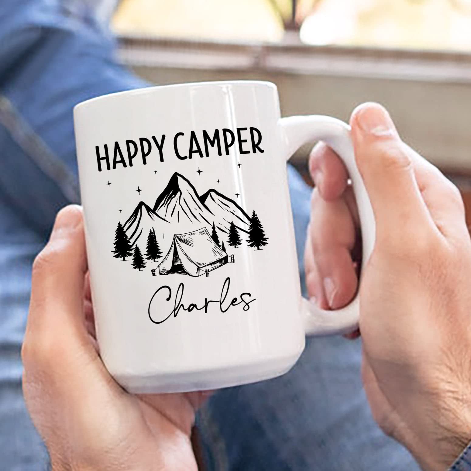 Happy Camper Mug, Personalized Camping Mug Gifts, Happy Camper Coffee Mug For Men/Women, Custom Camper Cup With Name, Camping Gi