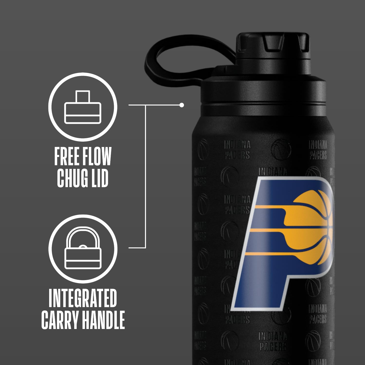 Hydrapeak x NBA Officially Licensed Indiana Pacers 26 oz Active Water Bottle with Chug Lid and Handle Reusable Stainless Steel D