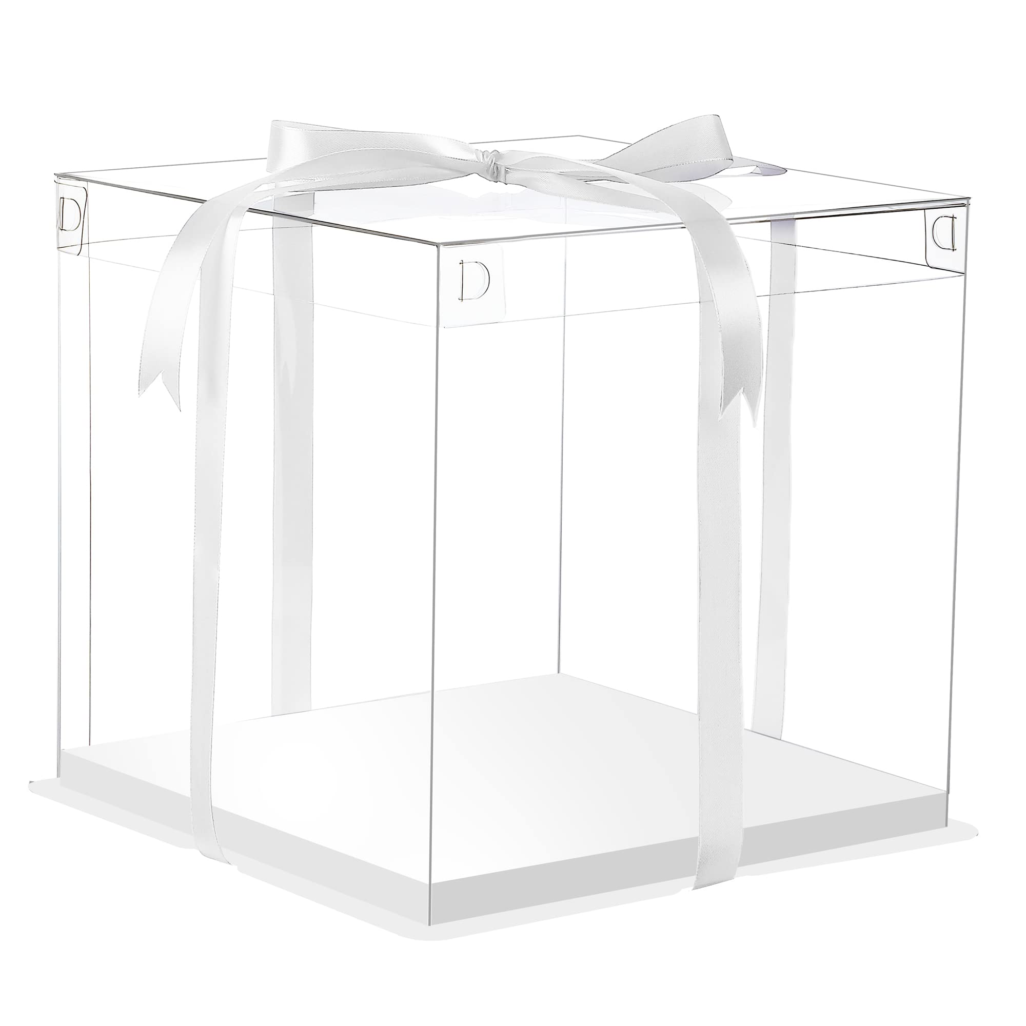 Xininsun 6Pcs Tall Cake Boxes Clear Cake Box With Ribbon, 12X12X 10Inch,Ideal For Large 10'' And 12'' Inch Tall Layer Tiered Cak