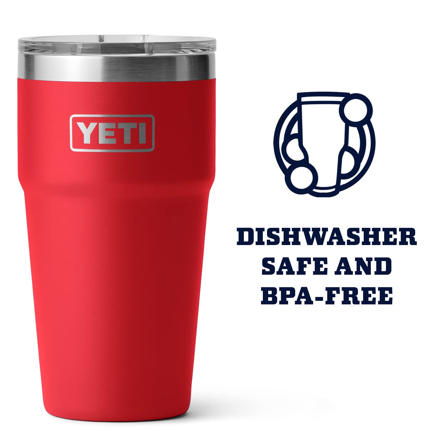 Yeti Rambler Stackable Pint, Vacuum Insulated, Stainless Steel With Magslider Lid, Rescue Red