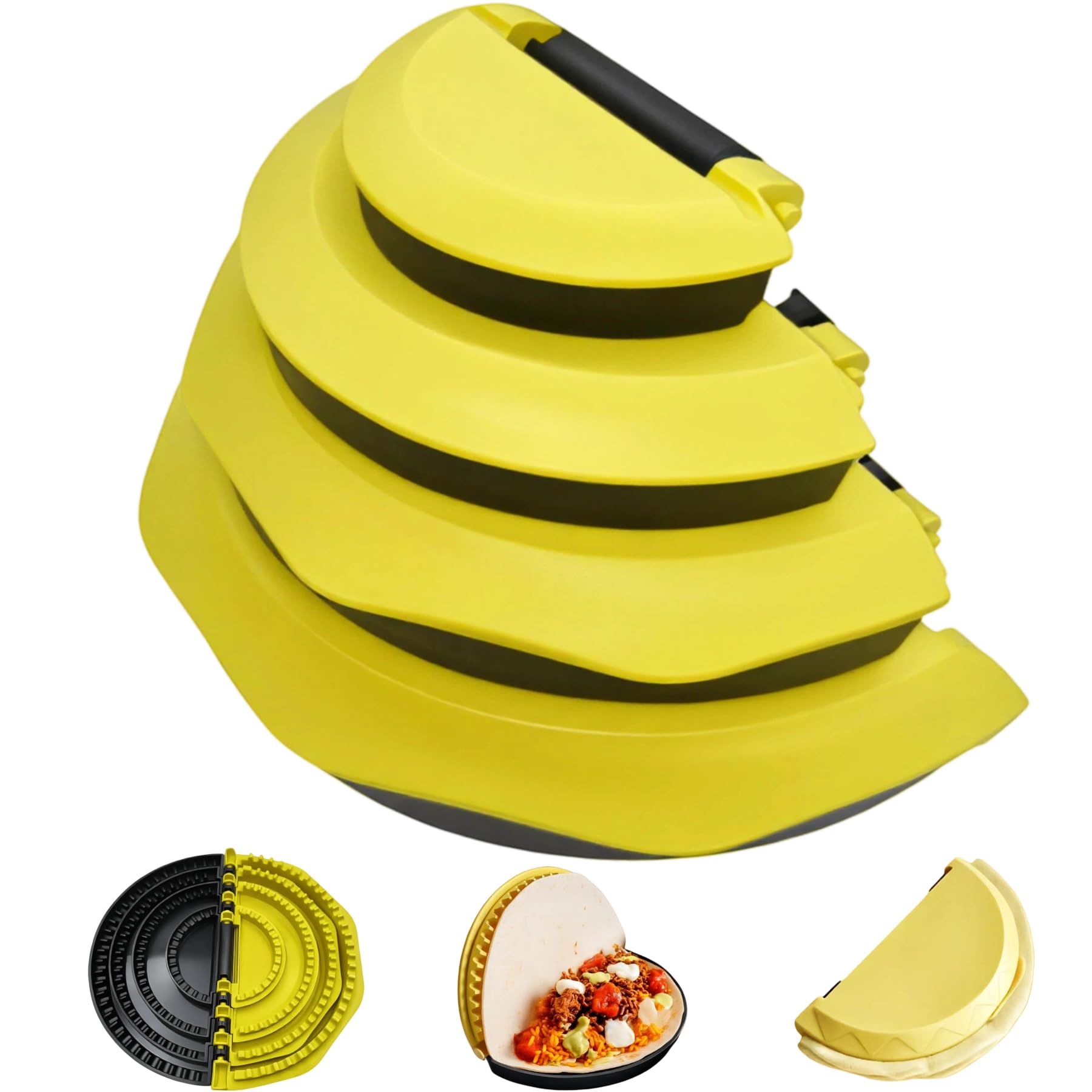 4-in-1 Nesting Tortilla Sealer & Crimper | 4/6/8/10-inch Sizes for Tortilla Wraps, Quesadillas, Burritos, Tacos, Dumplings & Mor