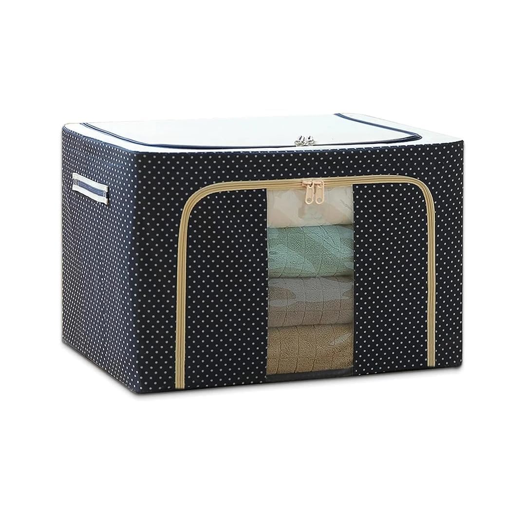 Vardista 66L Home Organization And Storage Bag Saree Boxes For Storage Foldable Steel Frame Storage Organiser With Zipper With C