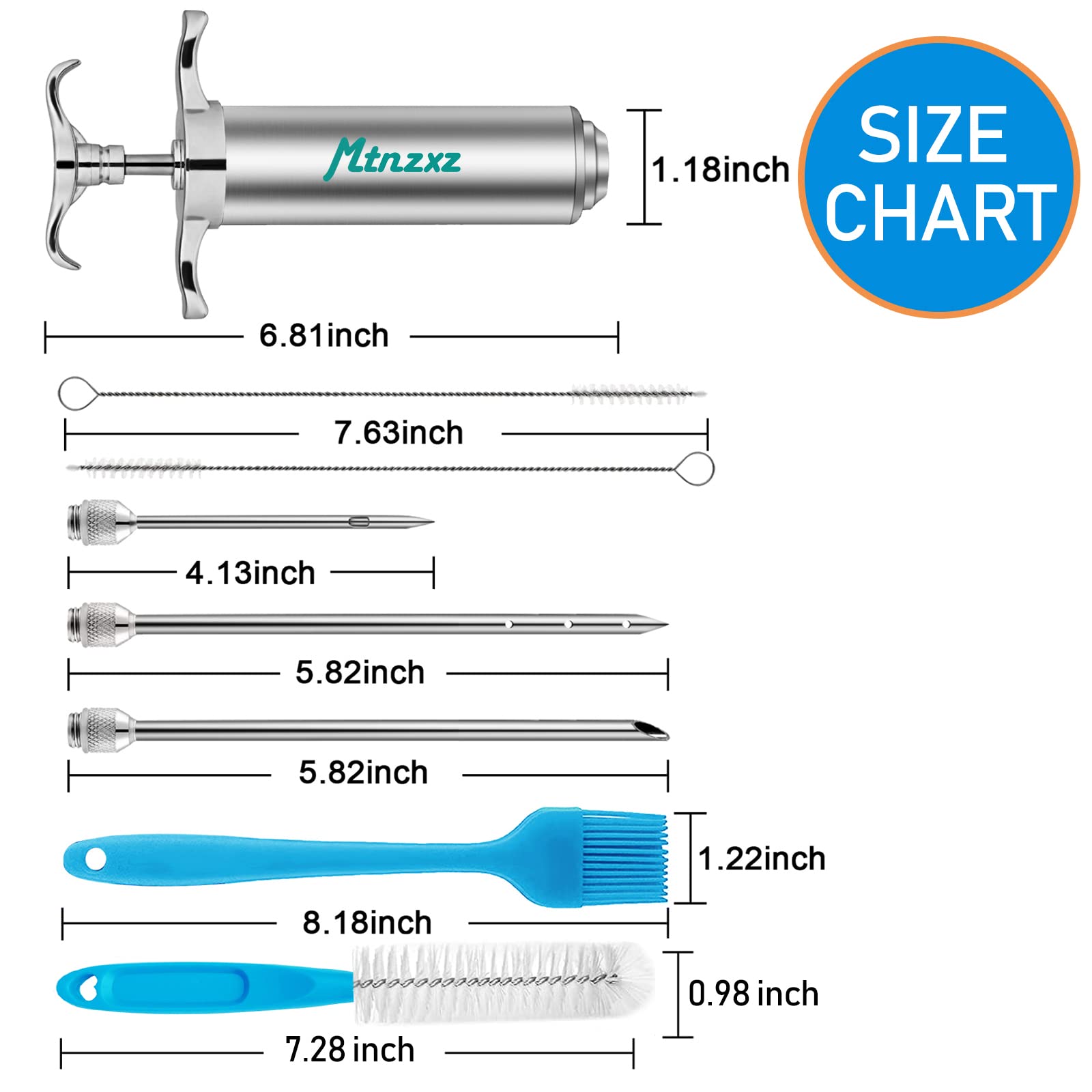 Marinade Injector Syringe And Brushes Set, Meat Injector Syringe With 3 Professional Marinade Injector Needles, Creates Tender M