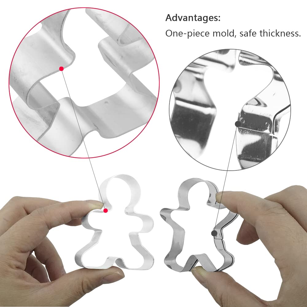 Saktopdeco 8 Counts Gingerbread Metal Cookie Cutter Small Christmas Gingerbread Man Shaped Decorative Cookie Cutters Set