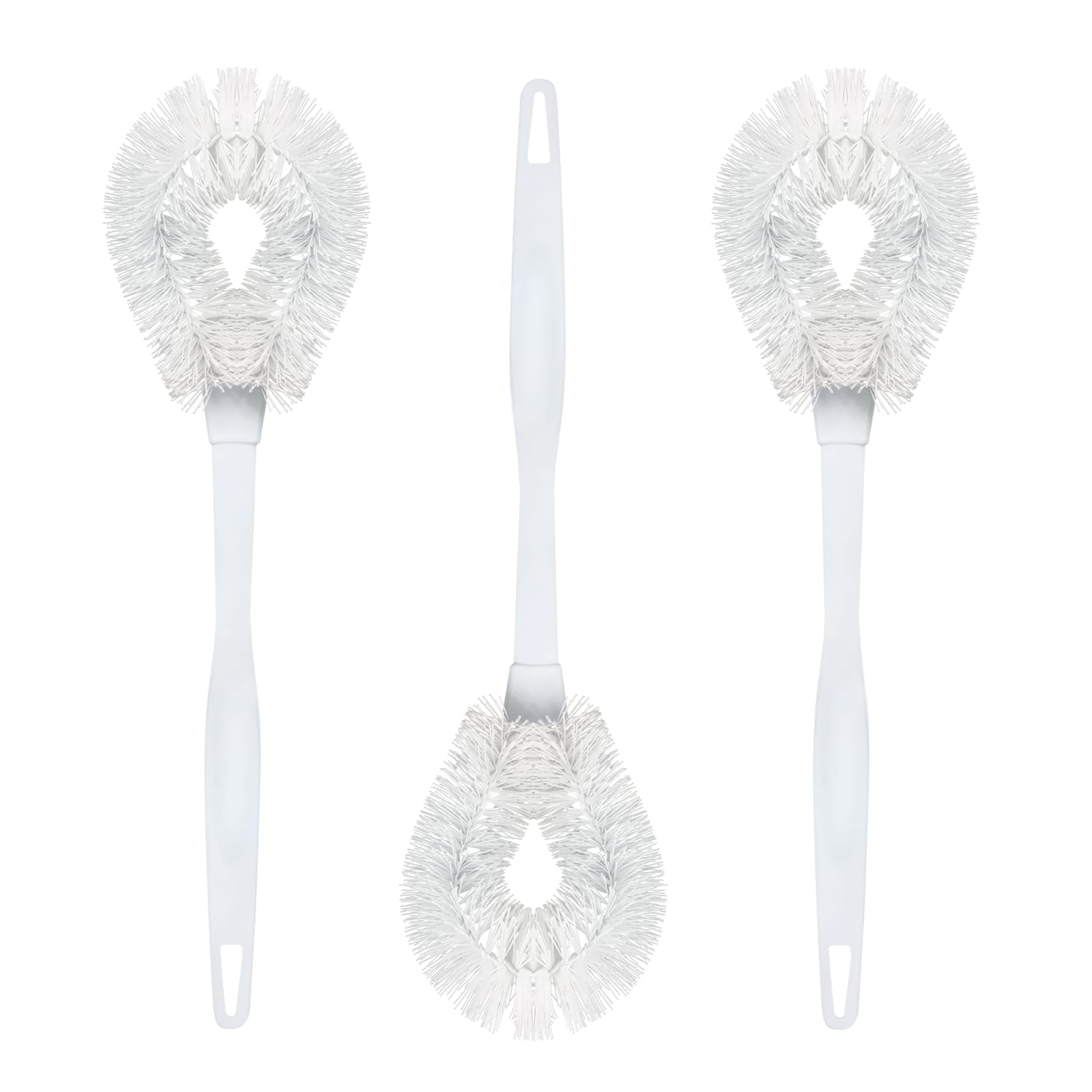 LOLA Toilet Bowl Brush w/Curved Head, 3 Pack, Coated Wire, Durable Poly Bristles, Reaches Under Toilet Bowl Rim