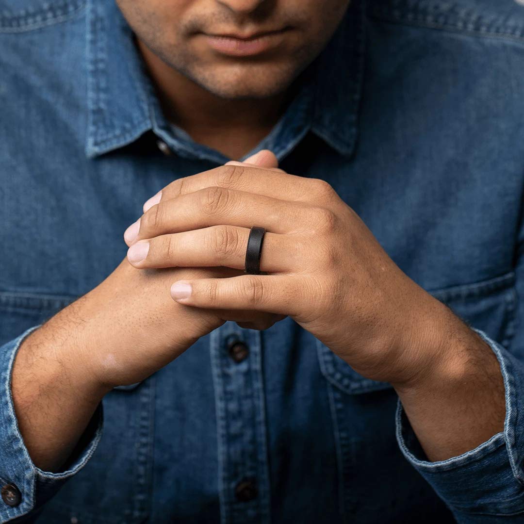 Enso Rings Bevel Classic Silicone Wedding Ring - Hypoallergenic Unisex Wedding Band - Comfortable Band For Active Lifestyle - 8M