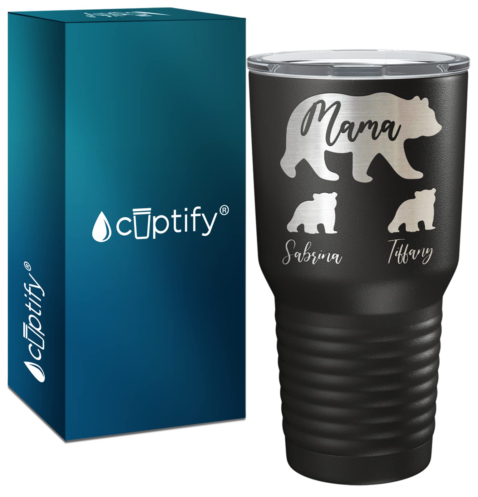 Mama Bear Tumbler Personalized Engraved Cubs On Pink Turquoise Glitter Ombre 30 Oz Custom Birthday Gift For Mother Stainless Ste