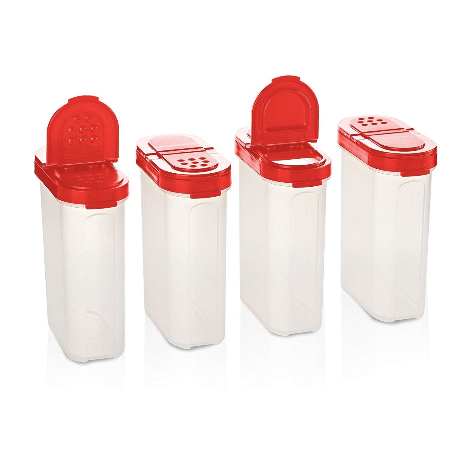 Tupperware Spice Shakers Set Of 4 Large Red Seals