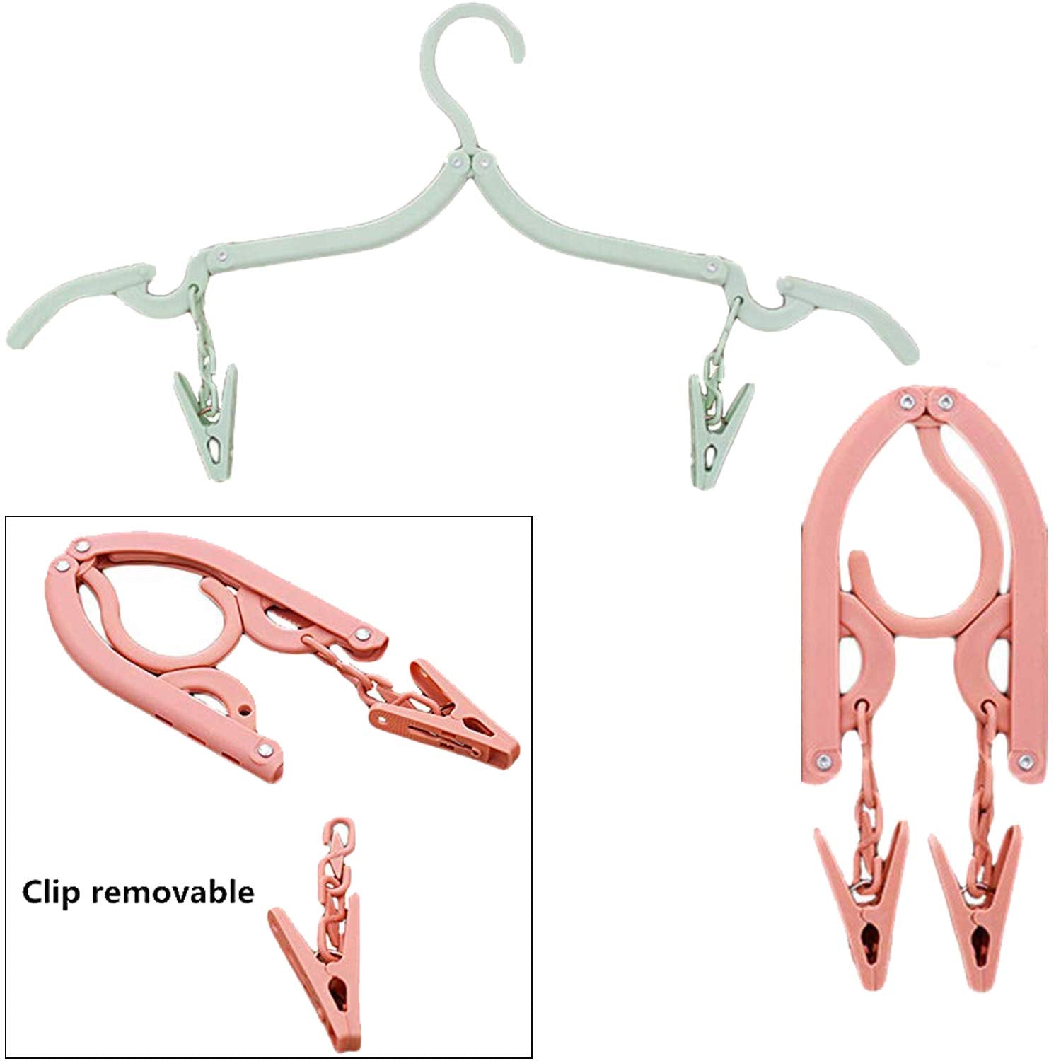 Travel Hangers With Clips Portable Folding Clothes Hangers With 1 Pcs Clothesline 12 Pcs With 24 Pcs Hanger Clips For Scarves Su