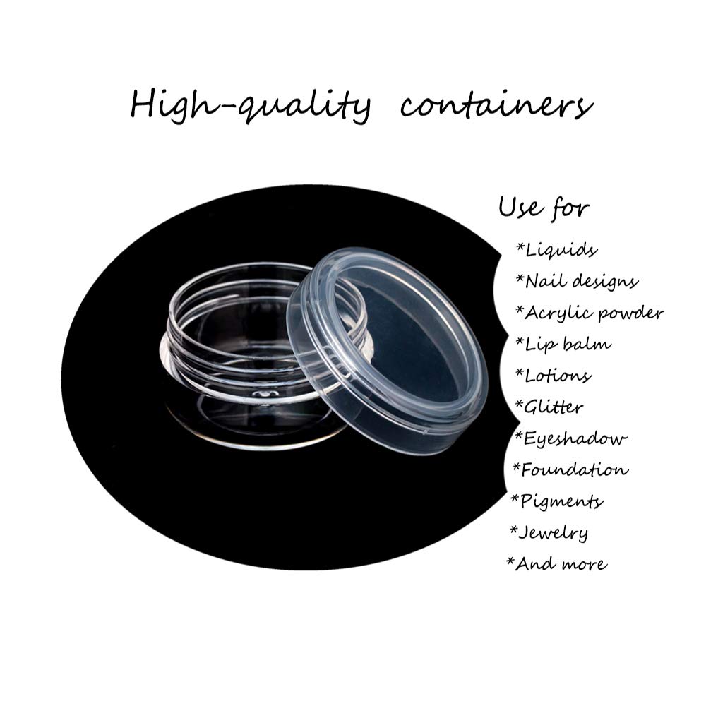 Zejia 5 Gram Sample Containers With Lids, Mini Makeup Containers, Empty Plastic Travel Cosmetic Containers With Labels(200 Count