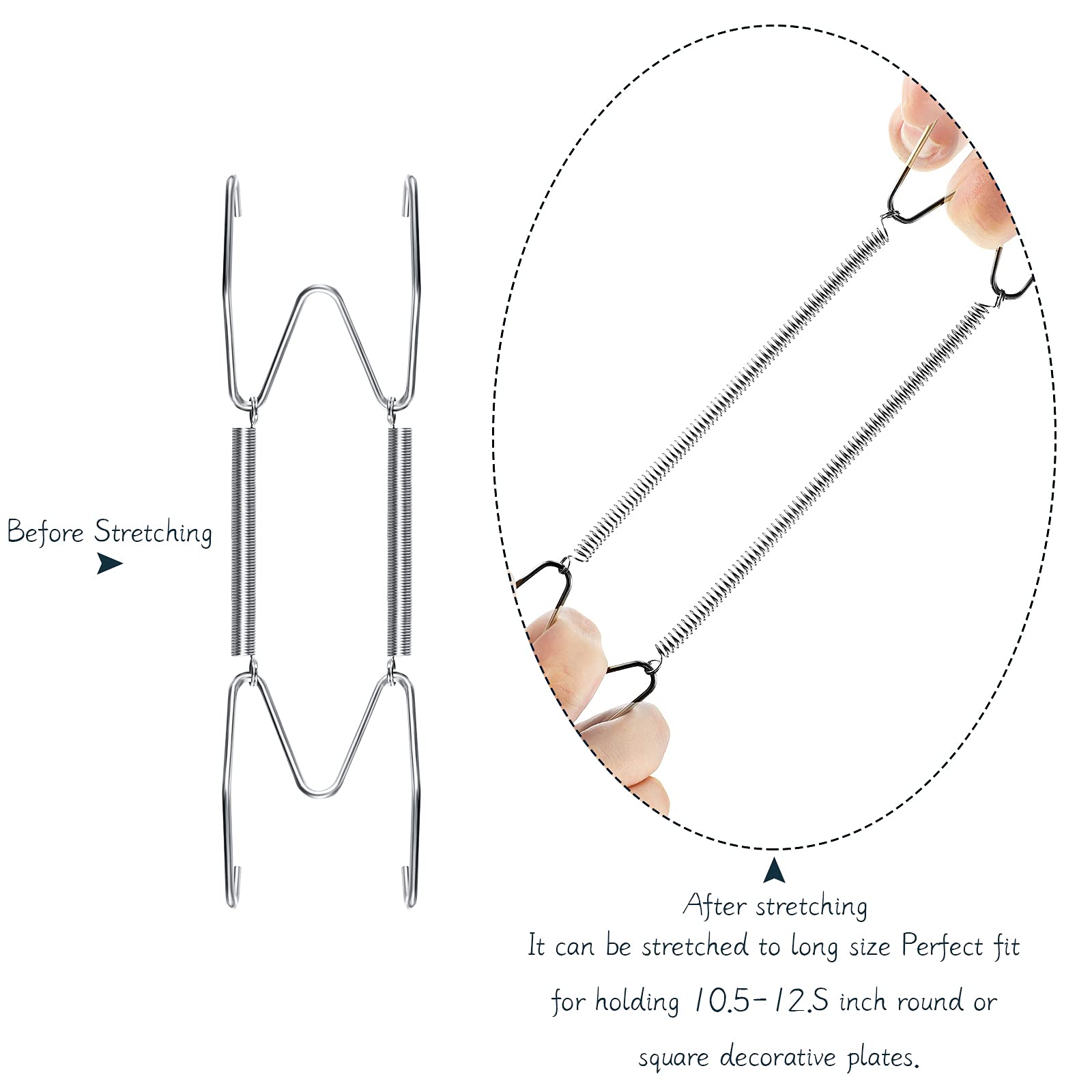 Hotop 20 Pieces 4/5, 6, 8, 10 Inches Invisible Plate Hangers Wall Plate Hangers Stainless Decorative Wire Plate Hangers With 20