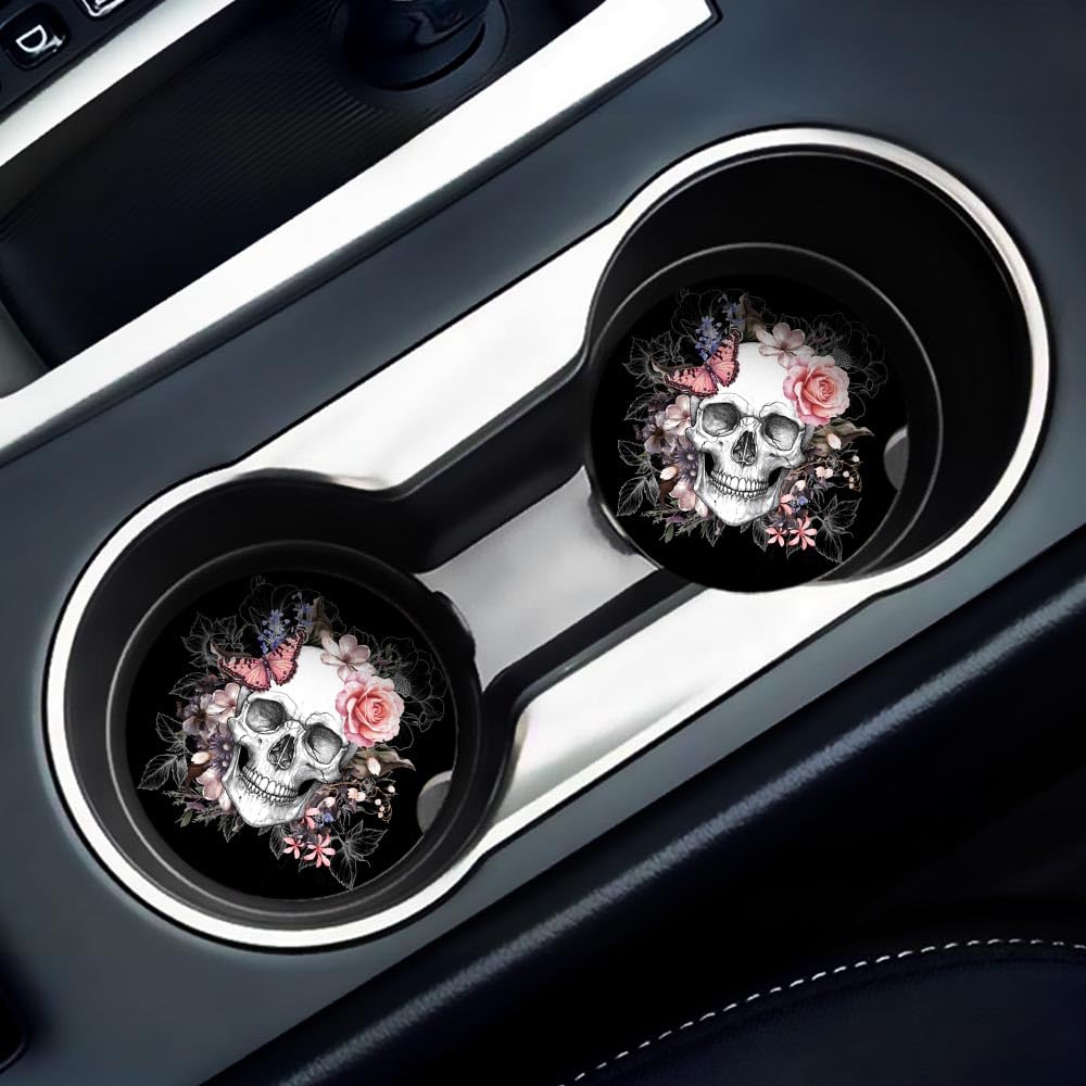 Britimes Car Coasters For Drinks Absorbent, 2 Pack Cup Holders, 2.56'' Ceramic Stone & Non-Scratch Cork Base Coasters Cupholder,