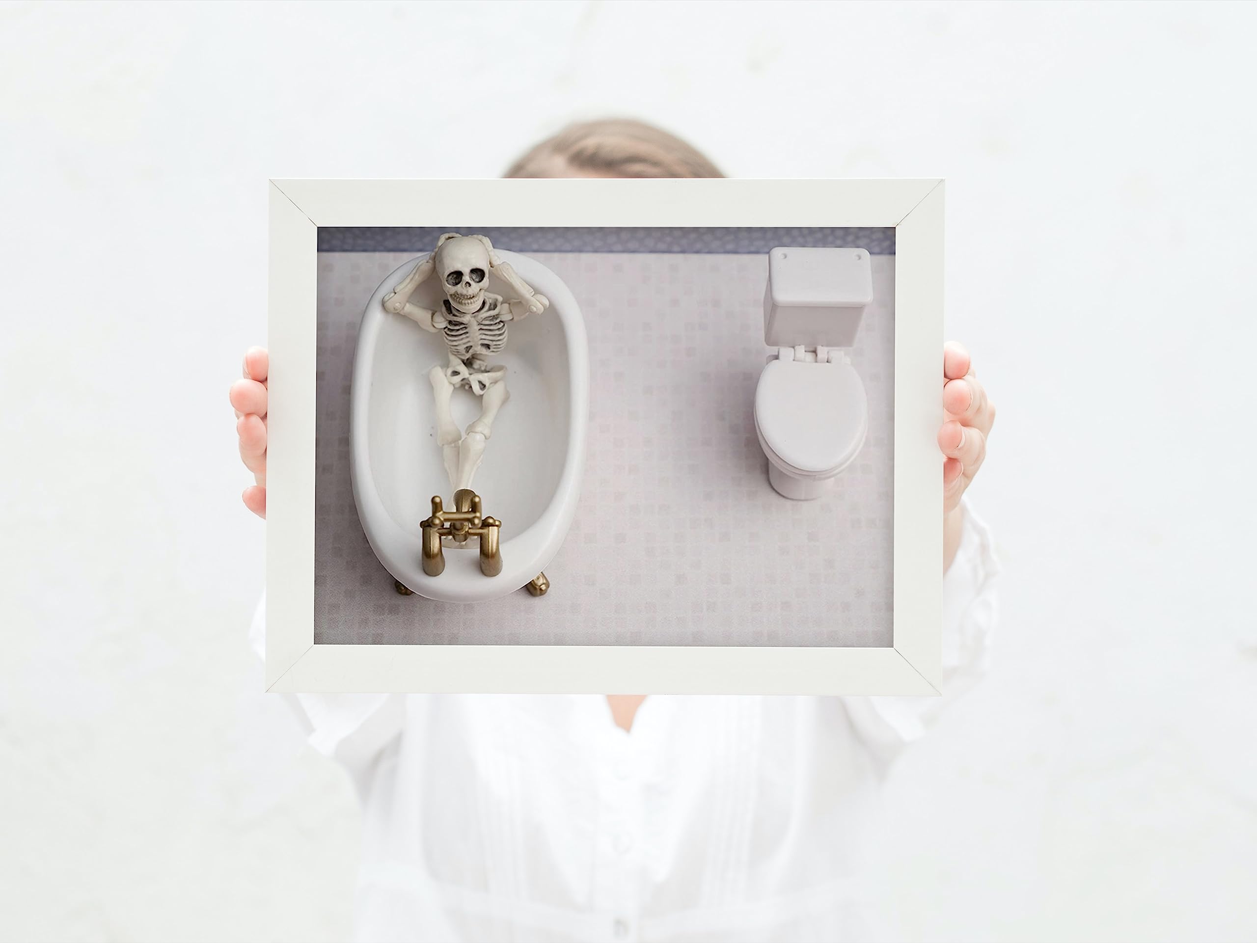 Skeleton on Toilet  Skeleton Bathroom Decor  Weird Wall Art  Skeleton Wall Art  Skeleton Bathroom Art  Skeleton Bathroom Wall Art  Skeleton Picture  Skeleton Bathroom Pictures - Unframed (8x10)