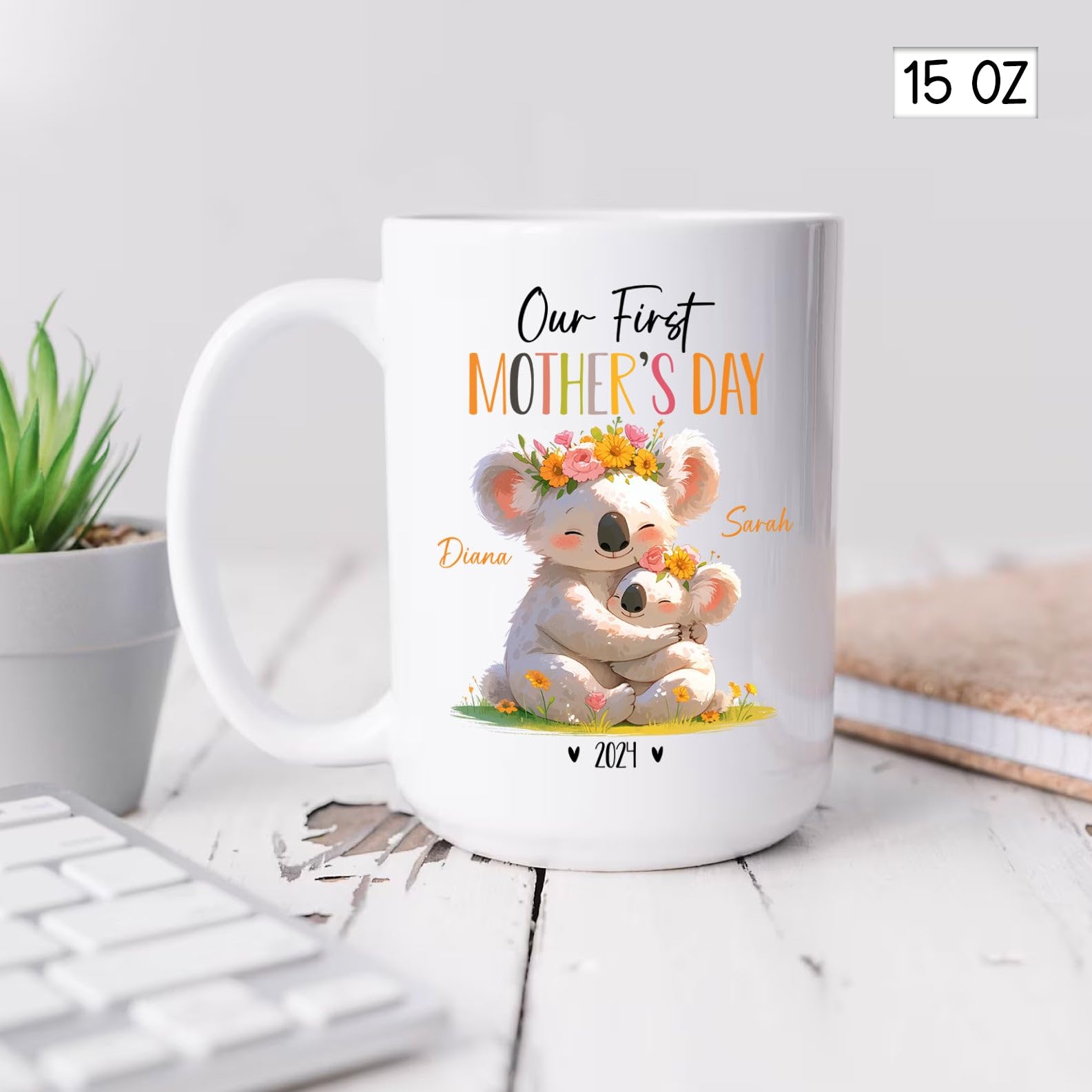 Mummy And Baby Koala Coffee Mugs, Custom Koala Mug Gift For Koala Lovers, Our First Mothers Day Ceramic Cup For New Mother, Pers