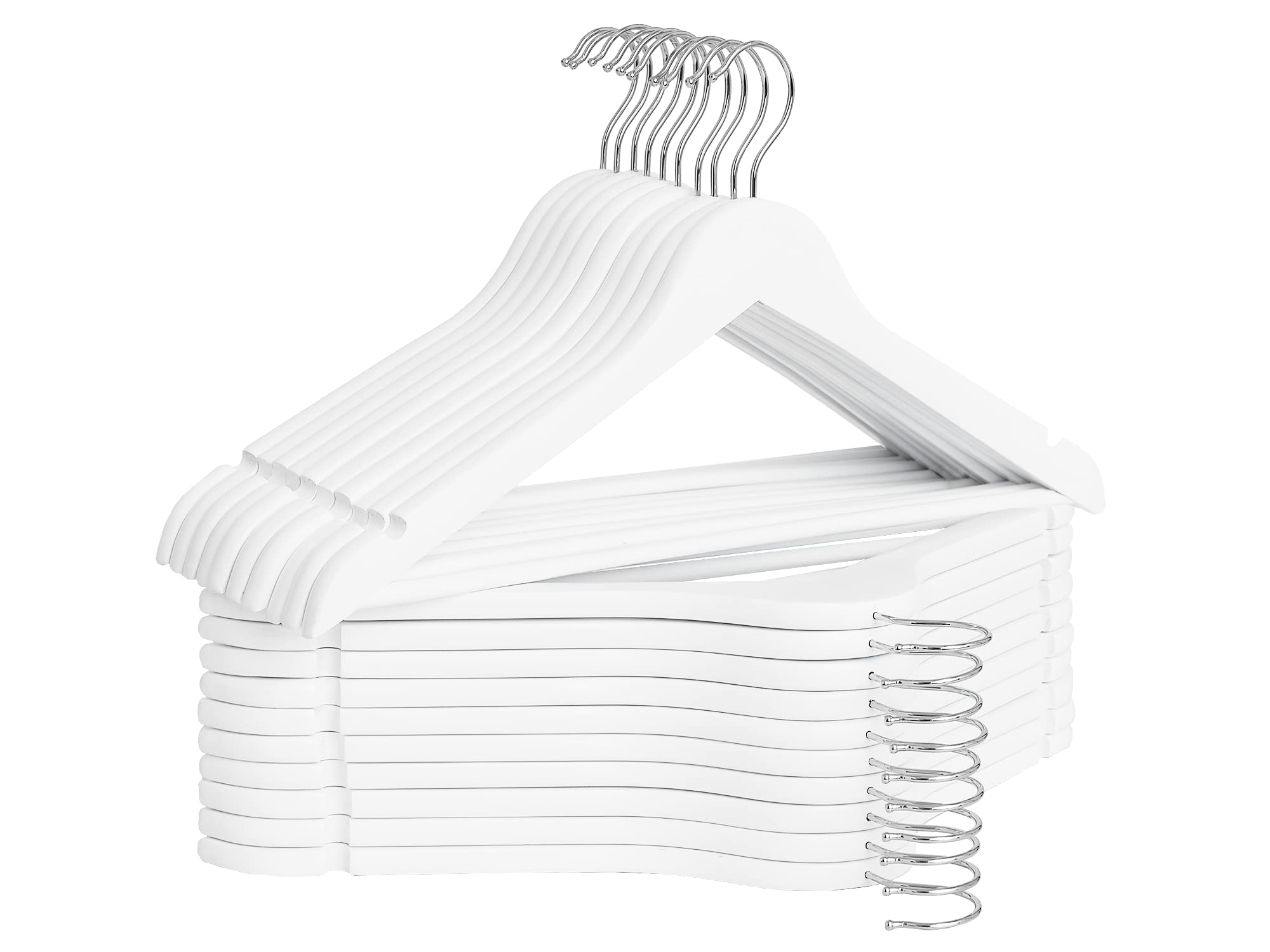 Storageworks White Wood Hanger, Natural Wood Hangers 20 Pack, White Wooden Hangers For Closet, Wooden Coat Hangers For Coats, Sh