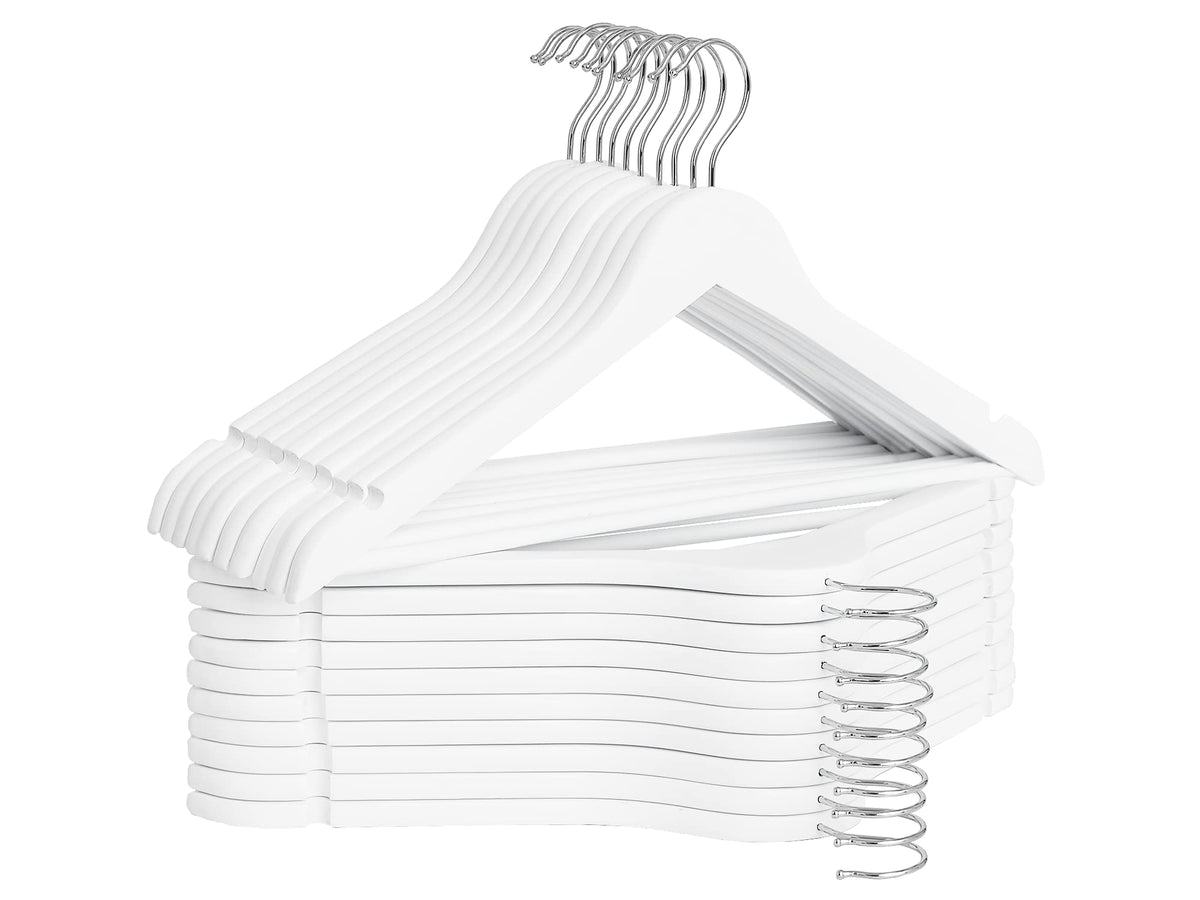 Storageworks White Wood Hanger, Natural Wood Hangers 20 Pack, White Wooden Hangers For Closet, Wooden Coat Hangers For Coats, Sh