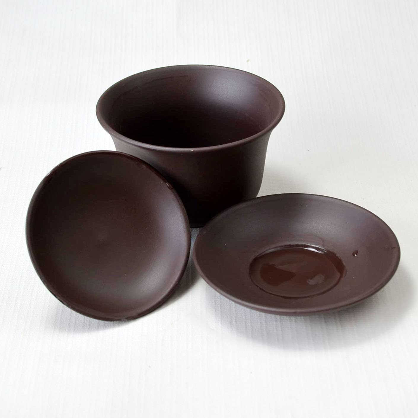 Yxhupot Gaiwan 150Ml Sancaiwan Brown Teacup 5Oz Tureen Tray Cup Tea Lid Bowl Saucer (Brown)