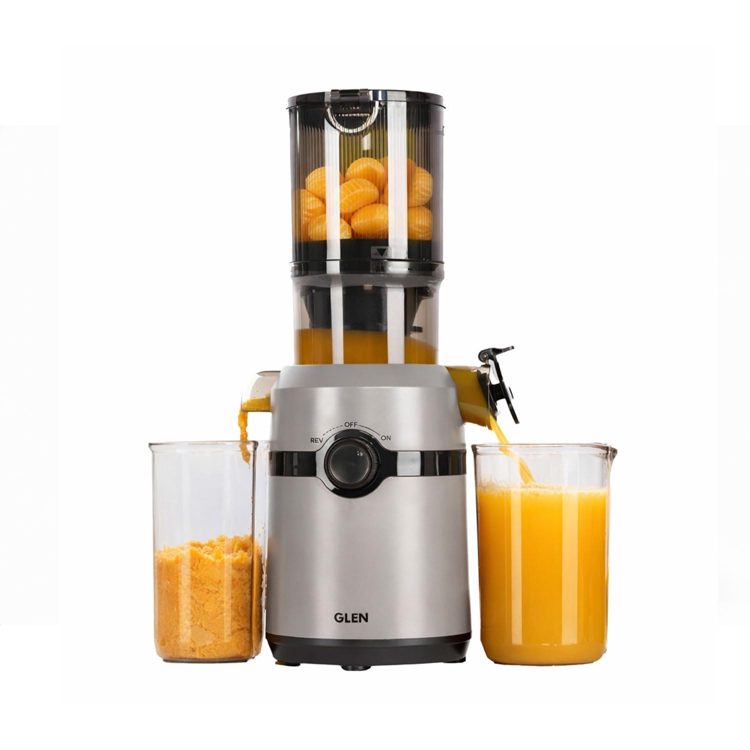 Glen Cold Press Juicer For Home, 200W, 108Mm Large Feed, 800Ml Juice & 700Ml Pulp Cup, 2 Size Filter, Low Noise Rpm, Fruit & Veg
