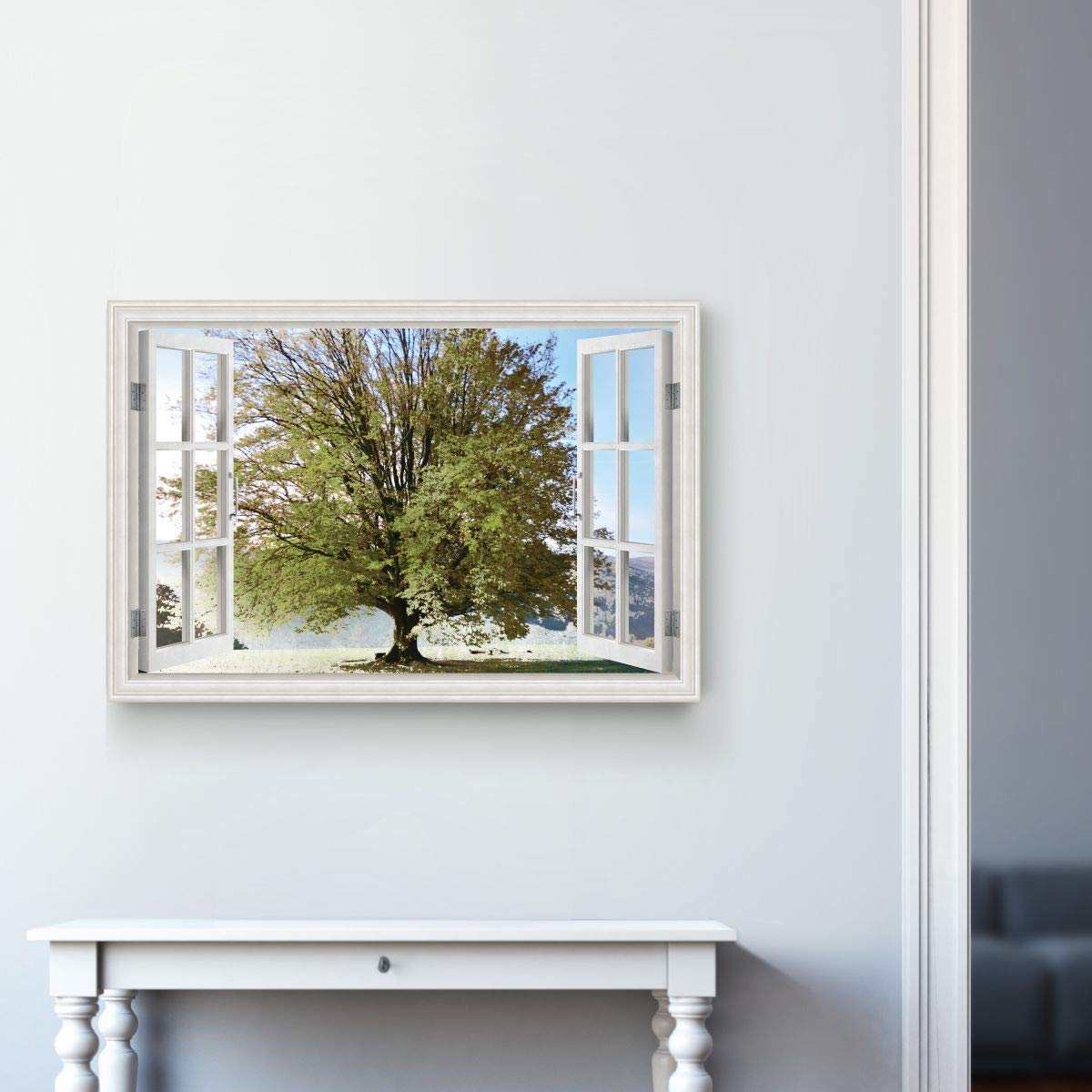 Renditions Gallery Nature Canvas Wall Art Home Paintings & Prints Window View Summer Tree Modern Glam Romantic Wall Hanging Decorations for Bedroom Office Kitchen Artwork - 24''x36'' LT21