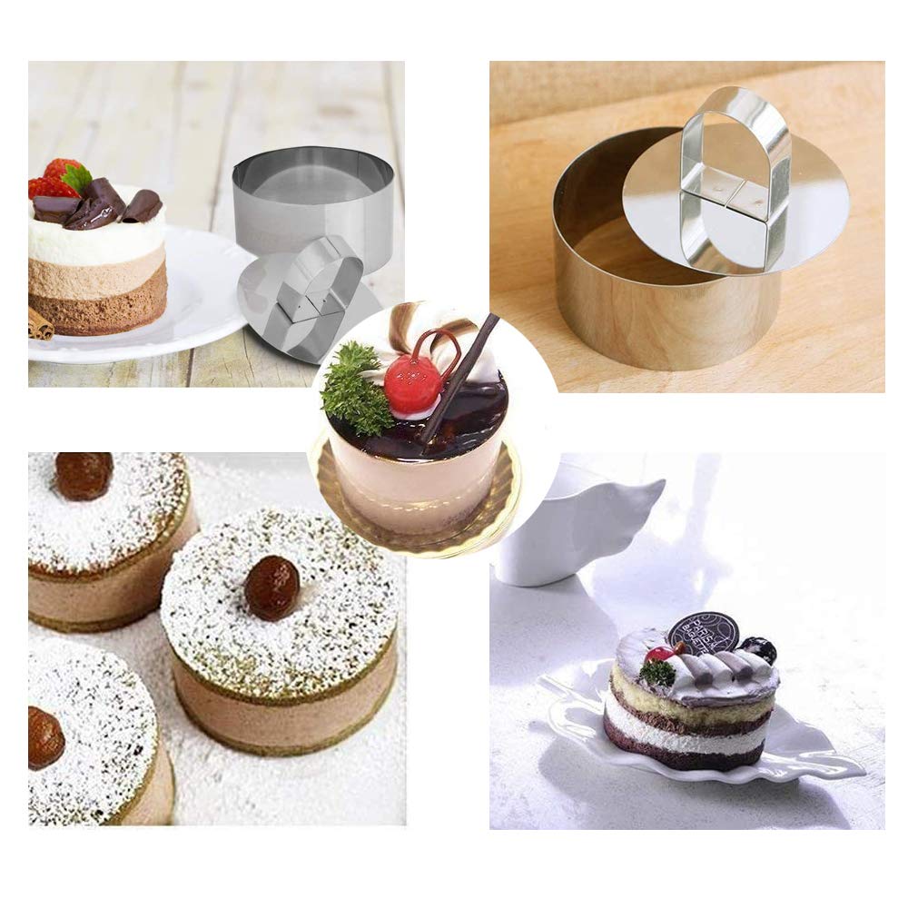Round Cake Rings Cake Molds Set Of 4, Stainless Steel Mousse And Pastry Mini Baking Ring Mold, Food Rings Dessert Rings Set Incl