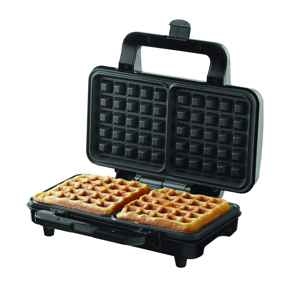 Borosil 1000W Neo Waffle Maker | Can Make 2 Waffles At A Time | Non-Stick Coating Plates Opens To 90, Bpa & Ptfe Free | Power In