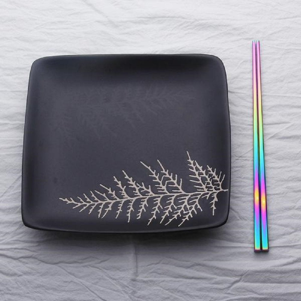 Paper & Quartz Holographic Iridescent Rainbow Kitchen Utensil Chopsticks In Stainless Steel