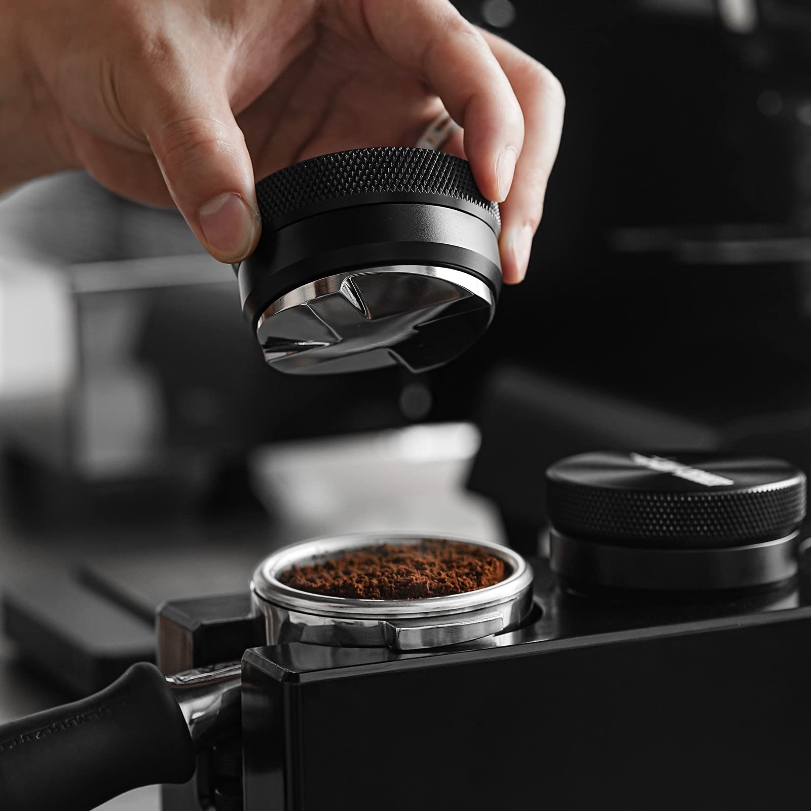 Mhw-3Bomber Espresso Coffee Distributor 53.35Mm, Espresso Distribution Tool With Wooden Lid, Adjustable Height Coffee Leveler Wi
