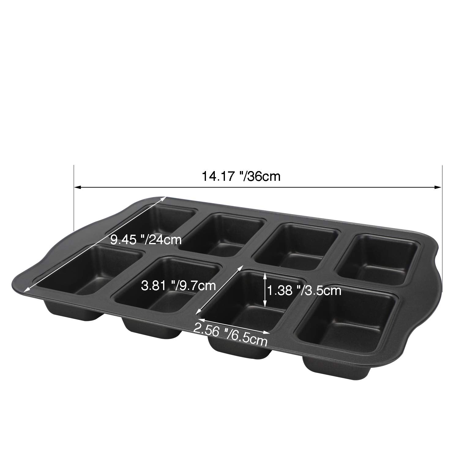 Beasea Mini Loaf Pan 8 Cavity, Nonstick Bakeware Square Bread Pan, Carbon Steel Mini Loaf Bread Pan Cake Pans For Baking Oven