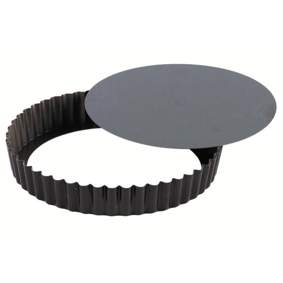 Paderno World Cuisine 12.5 Inch Fluted Non-Stick Tart Pan With Removable Bottom