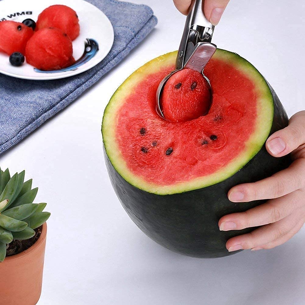 Sakoraware Stainless Steel Easy Trigger Ice Cream Scoop Scooper Serving Spoon Big Size, Multifunctional, Silver, 1 Pc 'Others''