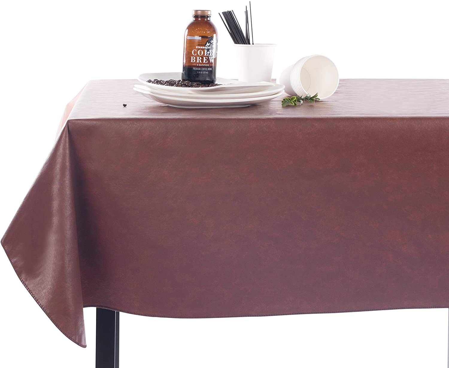 Yourtablecloth Heavy Duty Vinyl Rectangle or Square Tablecloth - 6 Gauge - Flannel Backed - Wipeable Tablecloth with Vivid Colors & Many Sizes 52 x 52 Black