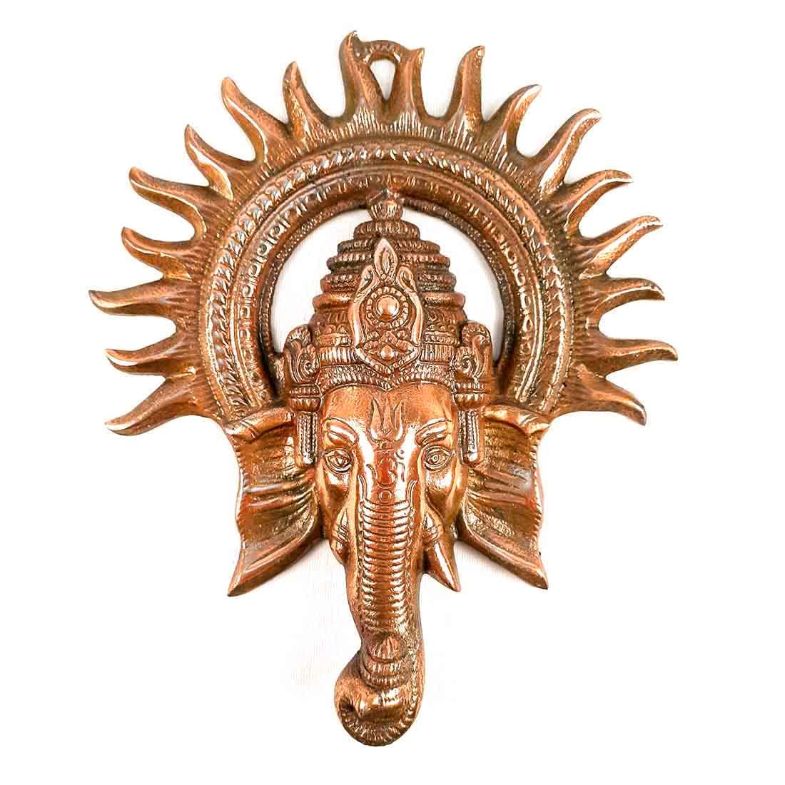 Apka Mart The Online Shop Traditional Ganesh Ji Wall Hanging For Pooja & Home Decor (Metal - Alloy | Color - Copper Shade | Size