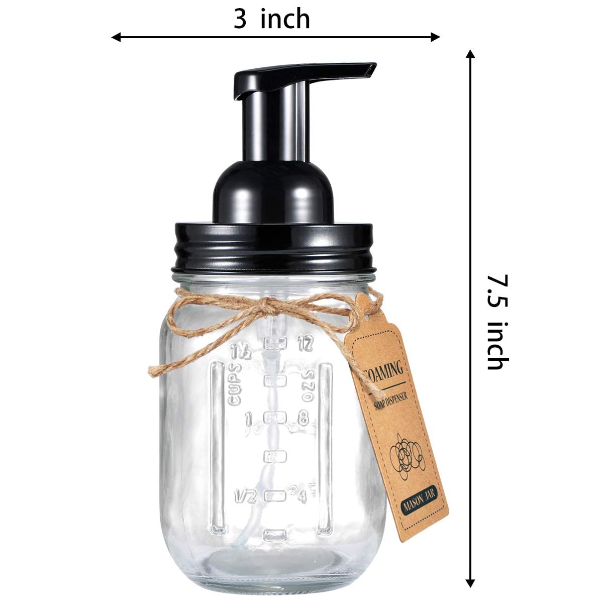 Mason Jar Foaming Soap Dispenser - Rustproof Stainless Steel Lidbpa Free Pump,With Chalkboard Labels - Rustic Farmhouse Decor Ha