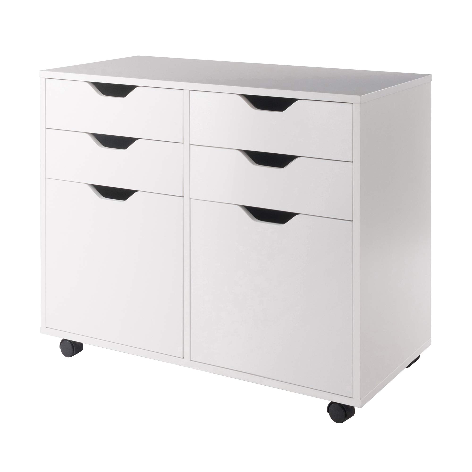 Winsome Halifax Storage Mobile Cabinets, 2 Doors, 4 Drawers, for Home Office, White