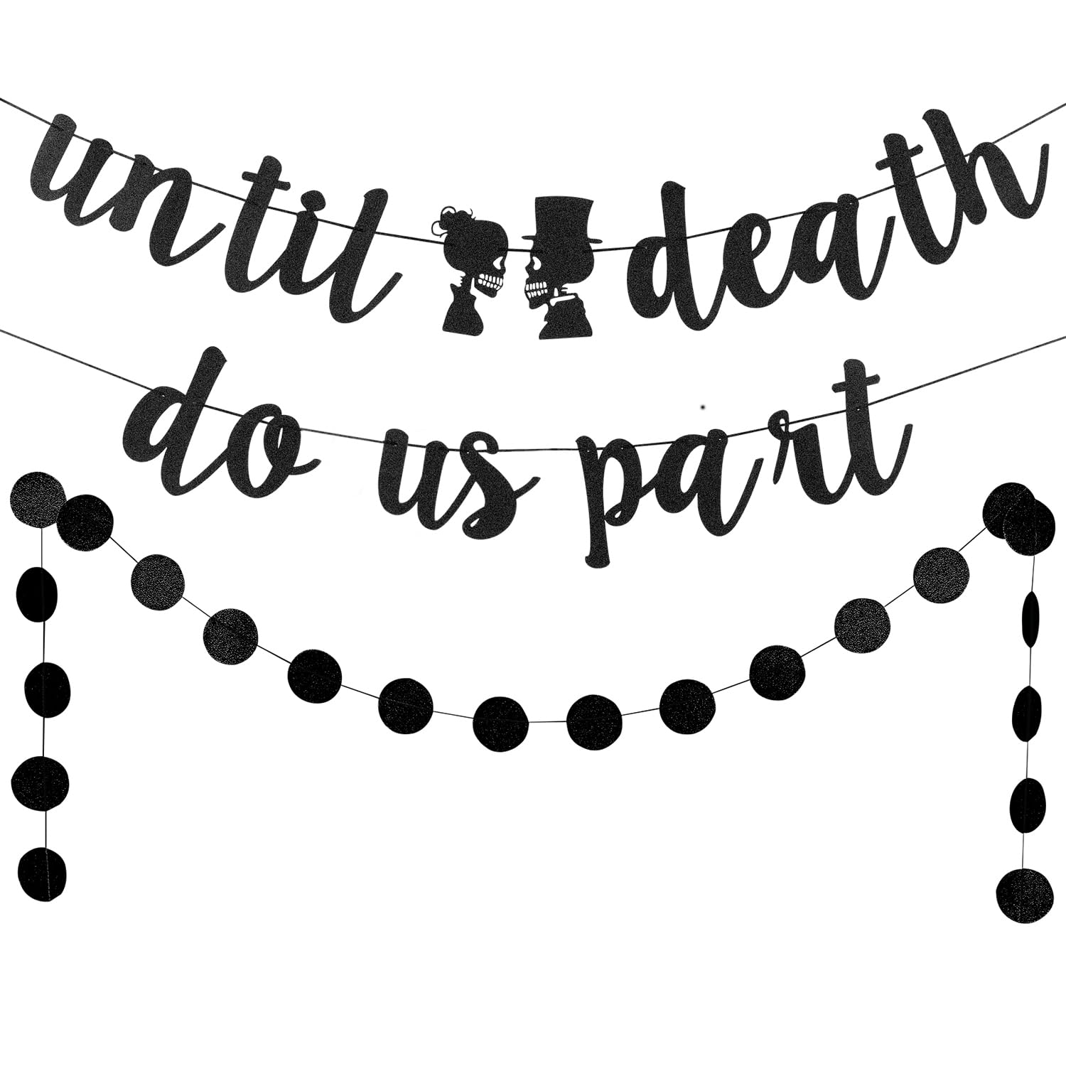 Black Glitter Till Death Do Us Part Banner, Halloween Wedding Party Banner Decorations, Till Death Do Us Part Wedding Decoration